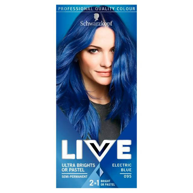 Schwarzkopf Live Ultra Brights or Pastel Semi-Permanent Hair Dye, Electric Blue 95 - McGrocer