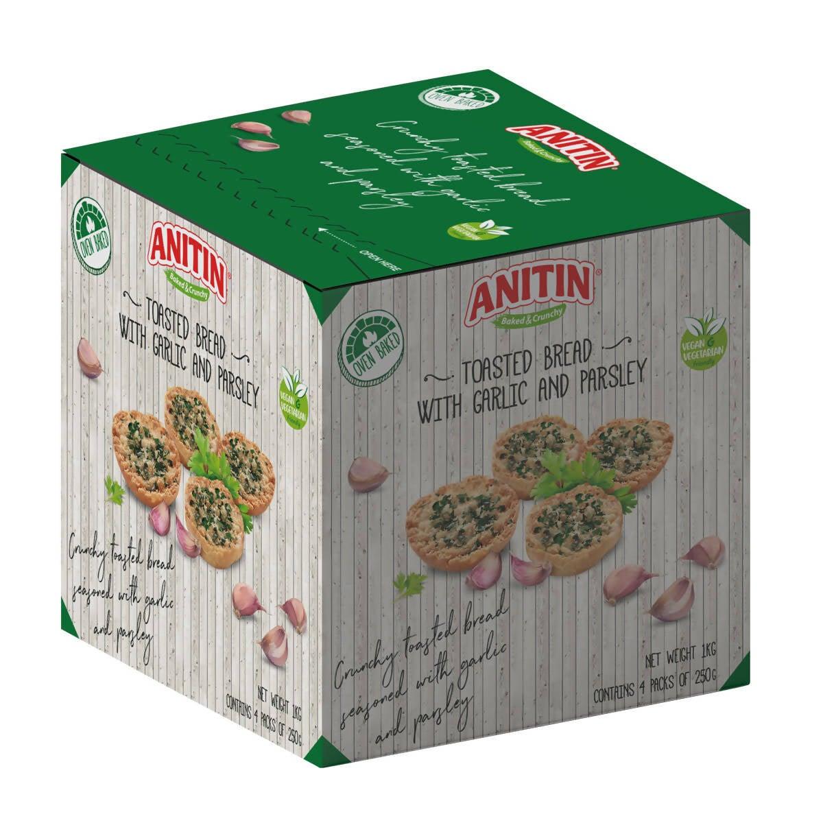 Anitin Garlic and Parsley Toasted Bread, 4 x 250g Snacking Costco UK   