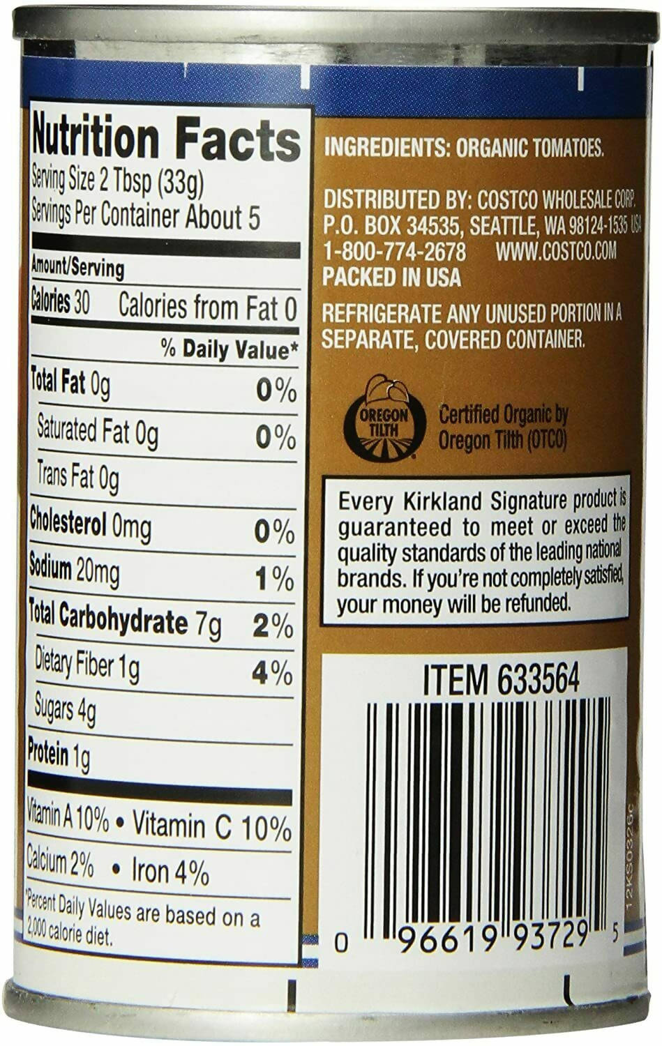 Kirkland Signature Organic Tomato Paste, 12 x 170g Cooking Sauce costco.co.uk