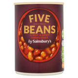 Sainsbury's Five Beans in Hot & Spicy Tomato Sauce 400g Baked beans & canned pasta Sainsburys   