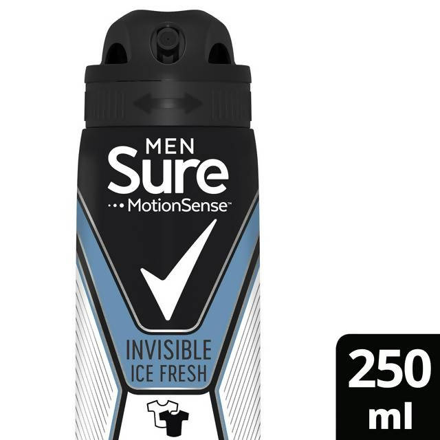 Sure Men Anti-Perspirant Aerosol Deodorant, Invisible Ice Fresh 250ml