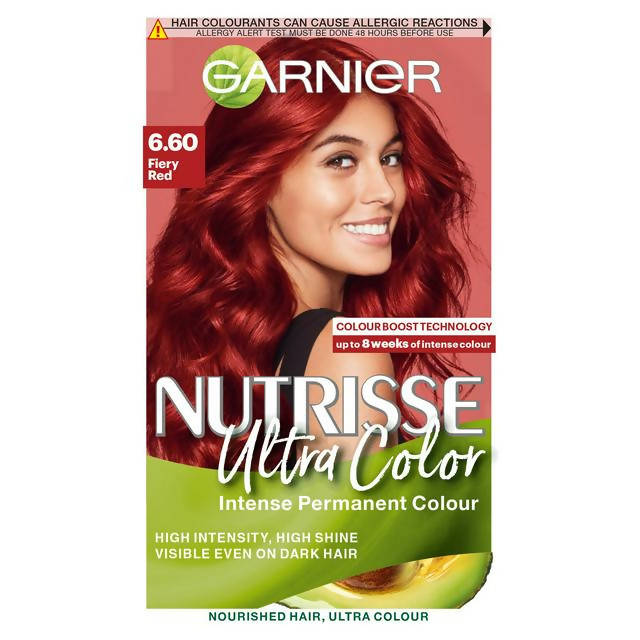 Garnier Nutrisse Ultra Permanent Hair Dye Fiery Red 6.6 Auburn Sainsburys   