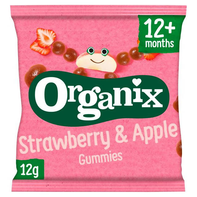 Organix Strawberry & Apple Gummies Organic Fruit Shape Toddler Snacks 12g GOODS Sainsburys   