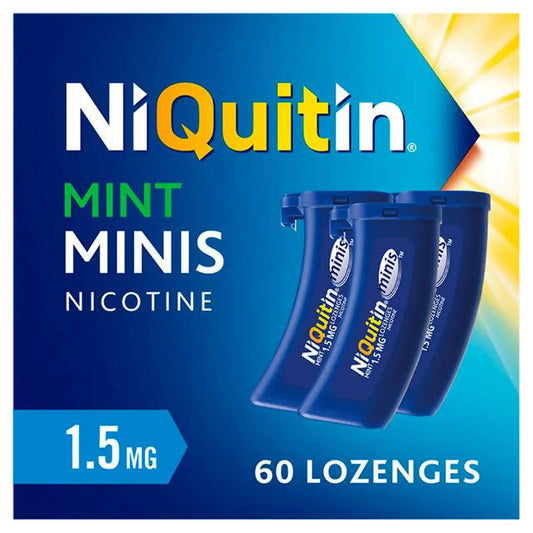 NiQuitin Minis Lozenges, Mint 1.5mg x60 smoking control Sainsburys   