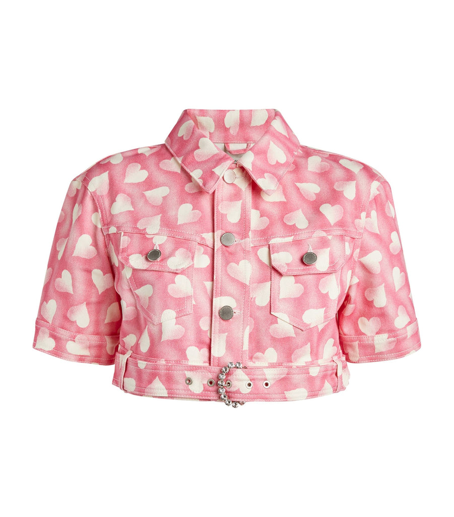 Heart Print Cropped Shirt