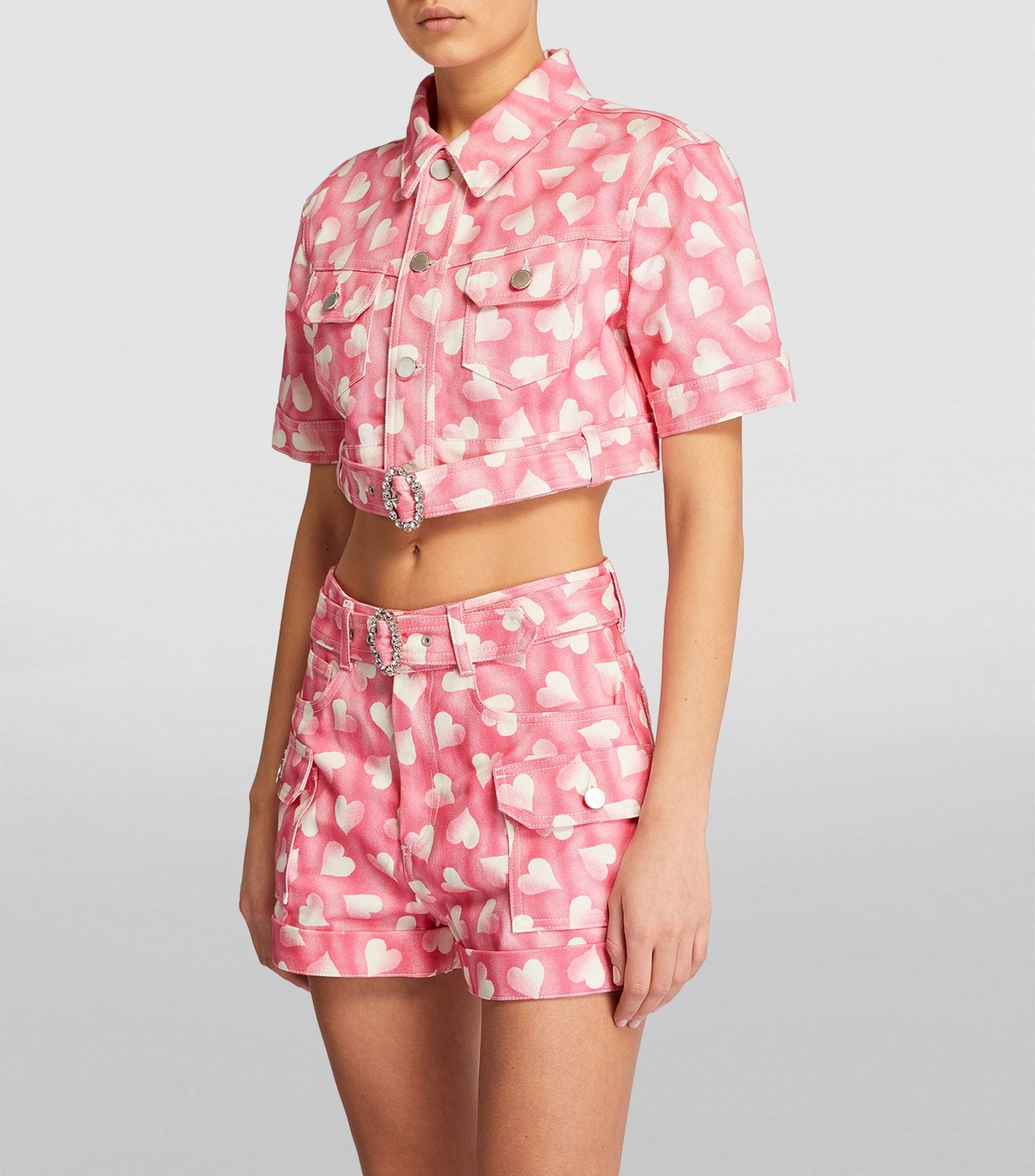 Heart Print Cropped Shirt Miscellaneous Harrods   