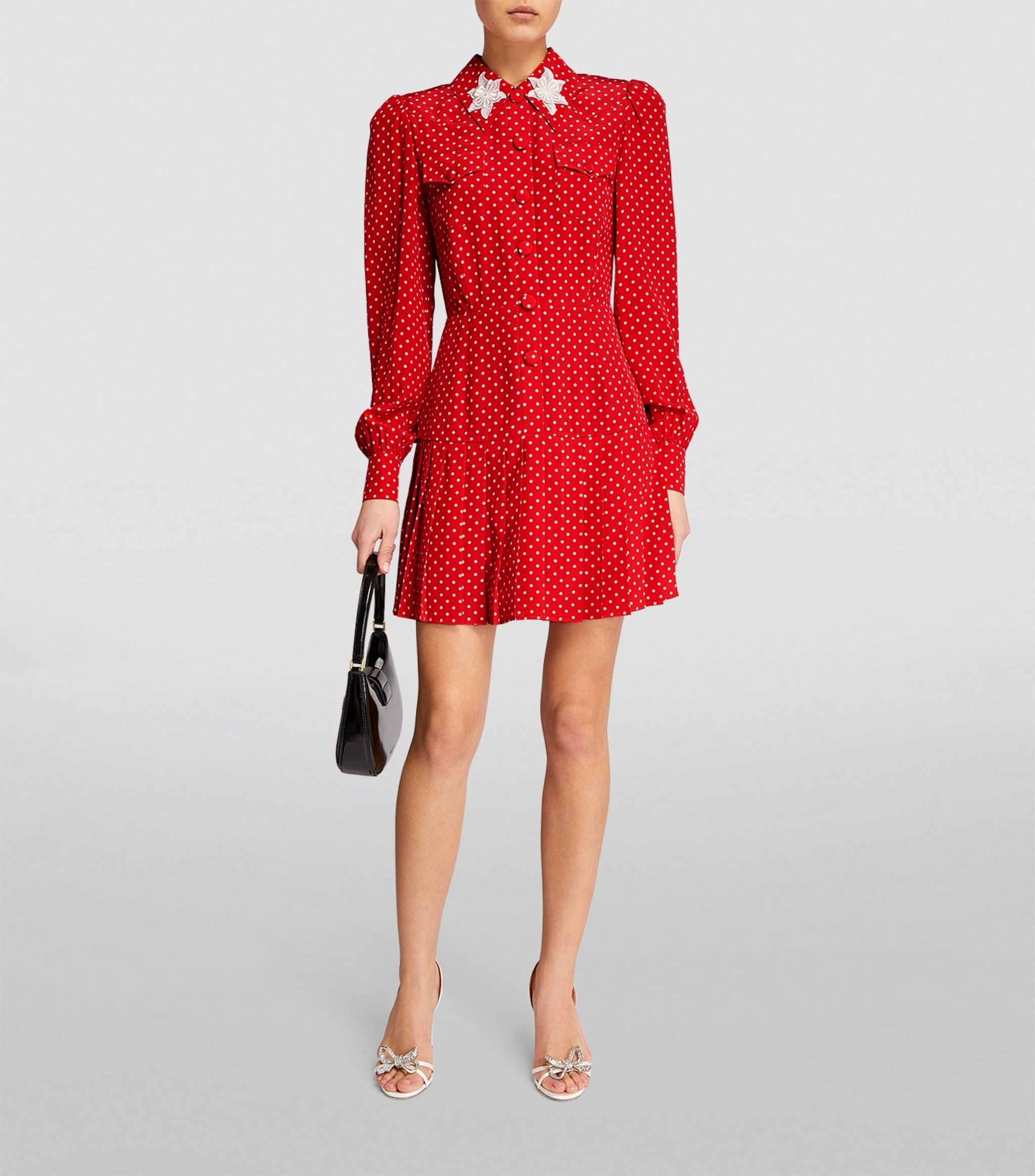 Silk Polka-Dot Pleated Mini Dress GOODS Harrods   