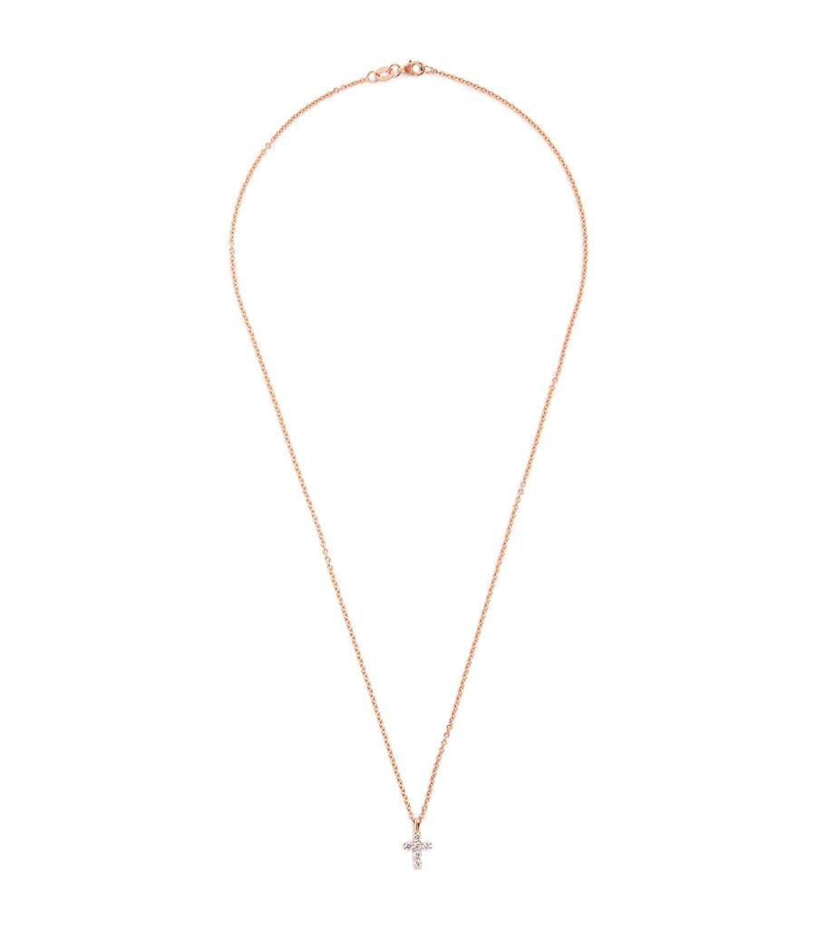 Rose Gold and Pavé Diamond Cross Necklace