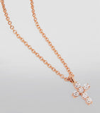 Rose Gold and Pavé Diamond Cross Necklace GOODS Harrods   