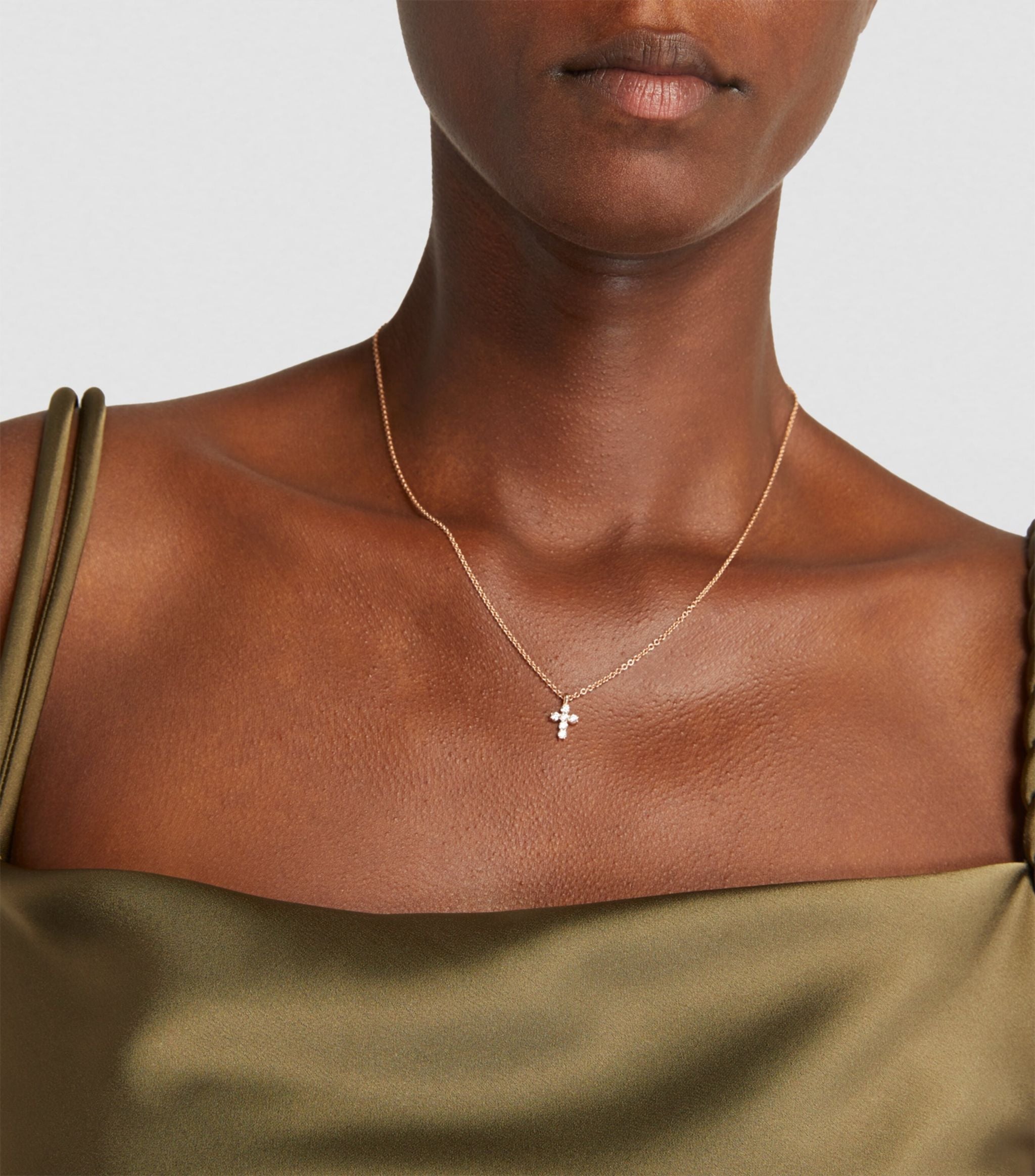 Rose gold diamond 2024 cross necklace