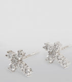 White Gold and Diamond Cross Stud Earrings GOODS Harrods   