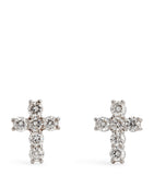 White Gold and Diamond Cross Stud Earrings GOODS Harrods   