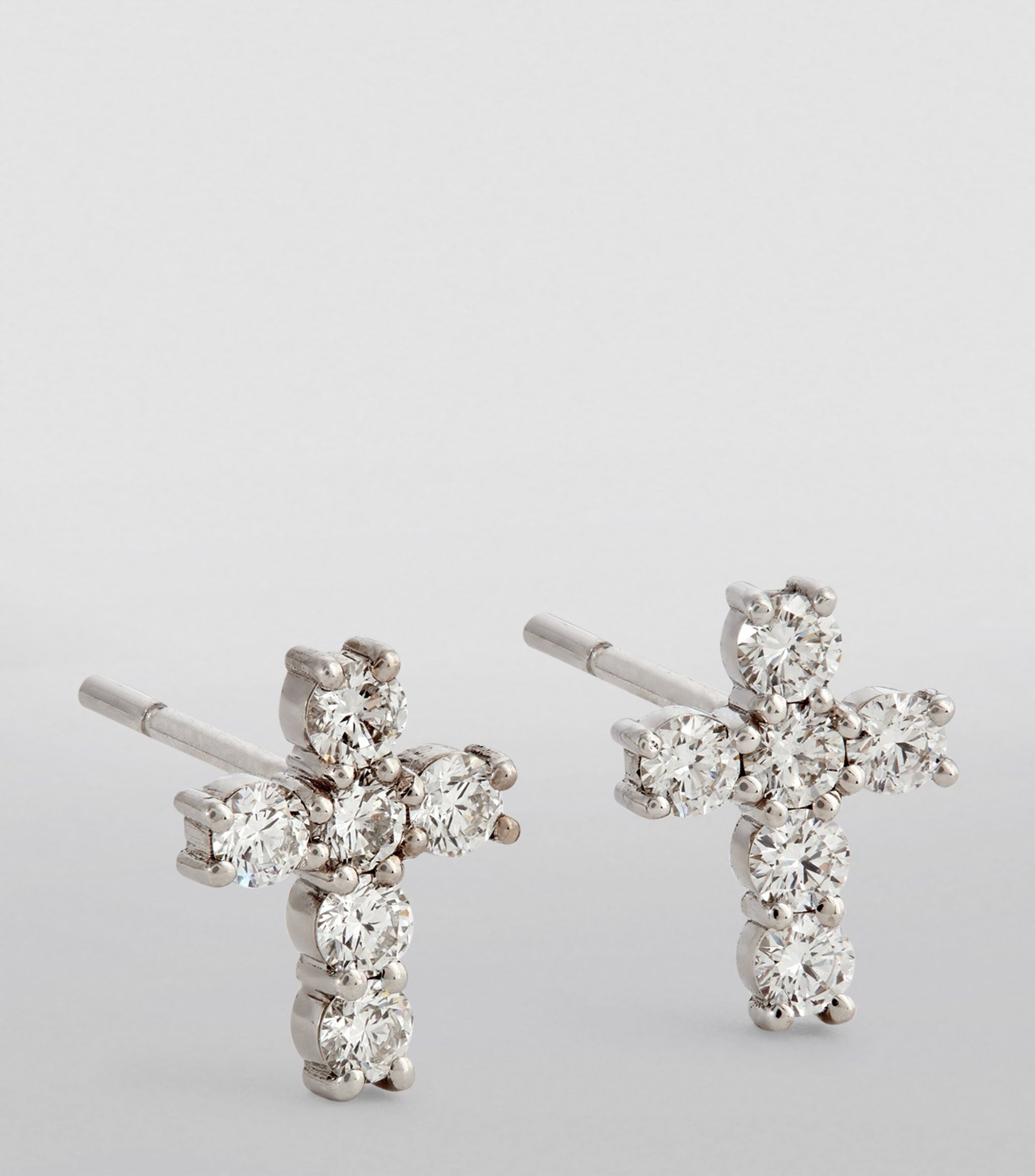 White Gold and Diamond Cross Stud Earrings GOODS Harrods   