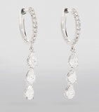 White Gold and Diamond Huggie Hoop Three-Drop Earrings GOODS Harrods   