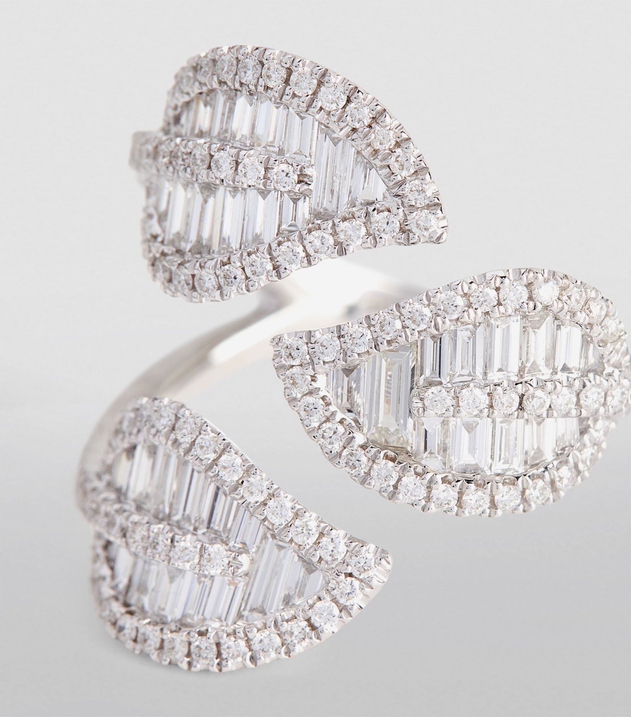 White Gold and Diamond Leaf Ring GOODS Harrods   