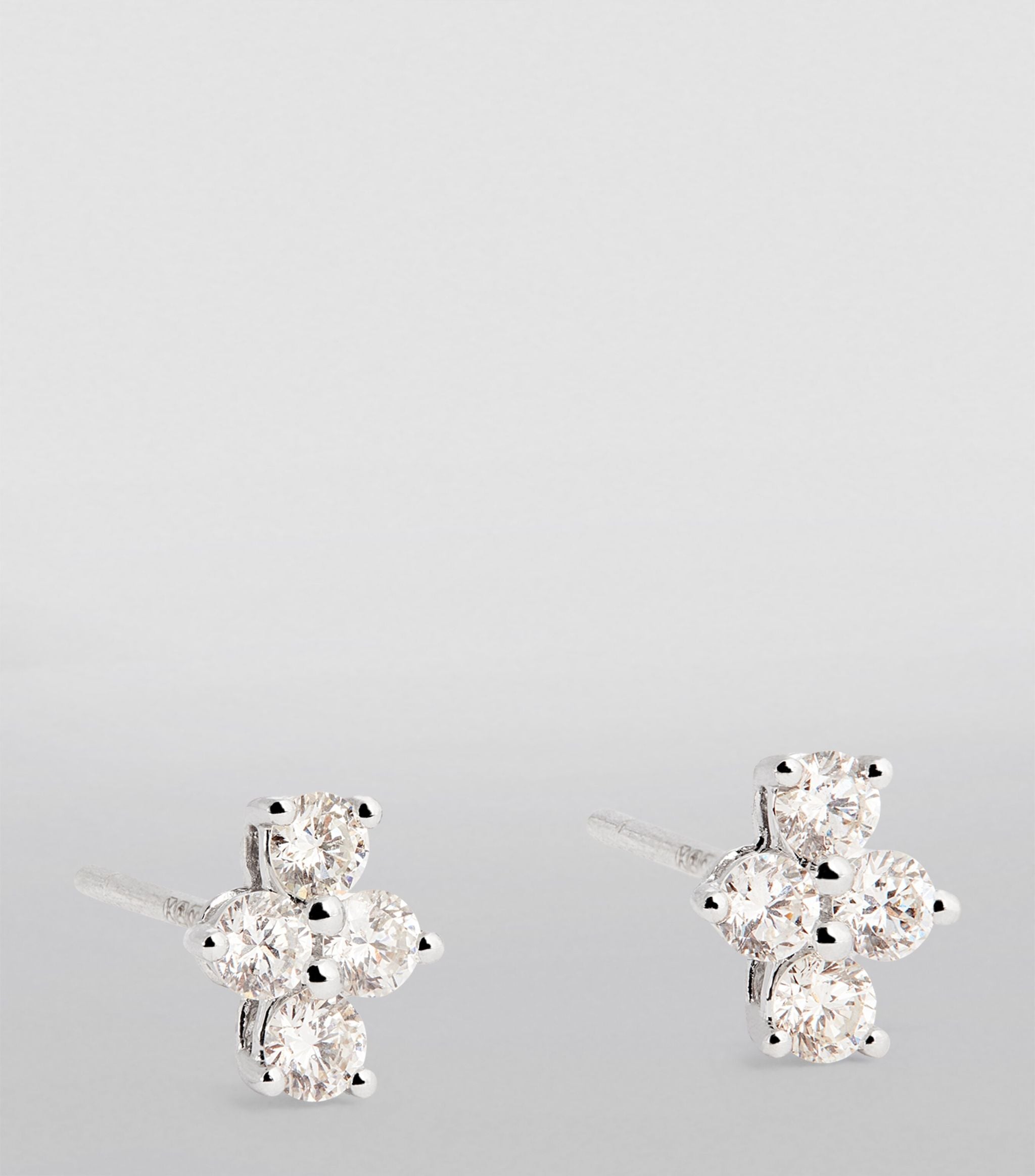 White Gold and Diamond Vivi Stud Earrings GOODS Harrods   