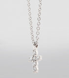 White Gold and Pavé Diamond Cross Necklace GOODS Harrods   