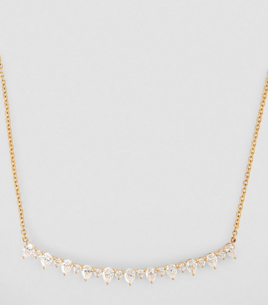 Yellow Gold and Diamond Crescent Necklace