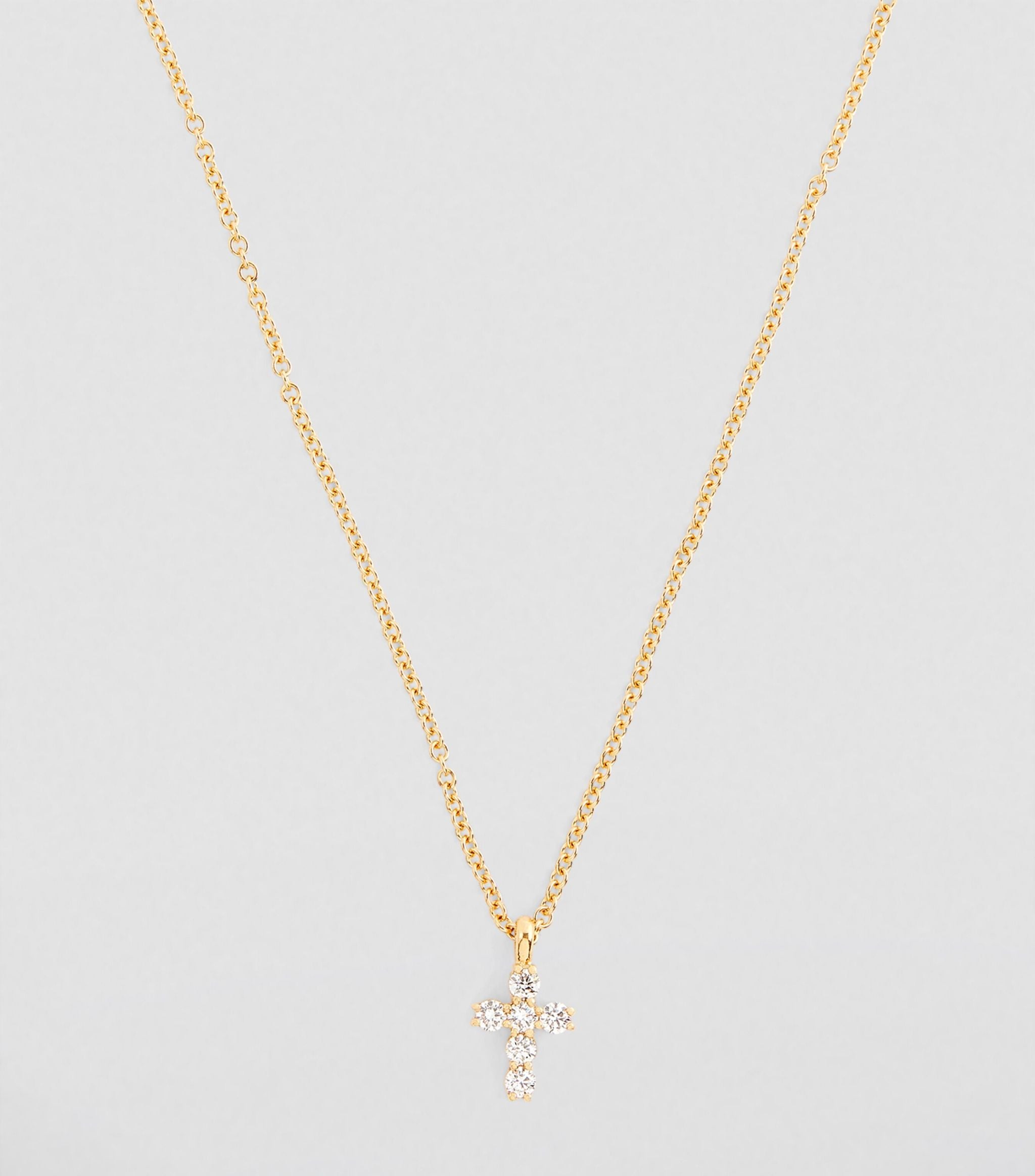 Yellow Gold and Diamond Cross Necklace GOODS Harrods   