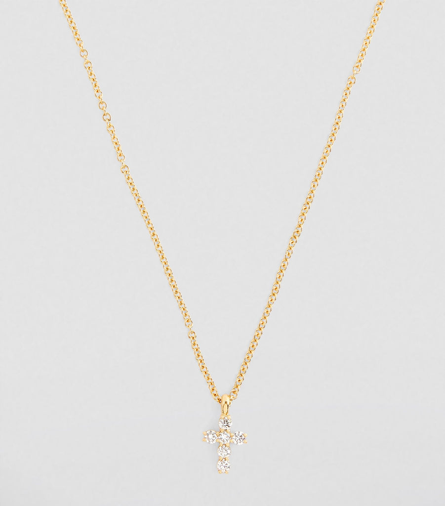 Yellow Gold and Diamond Cross Necklace