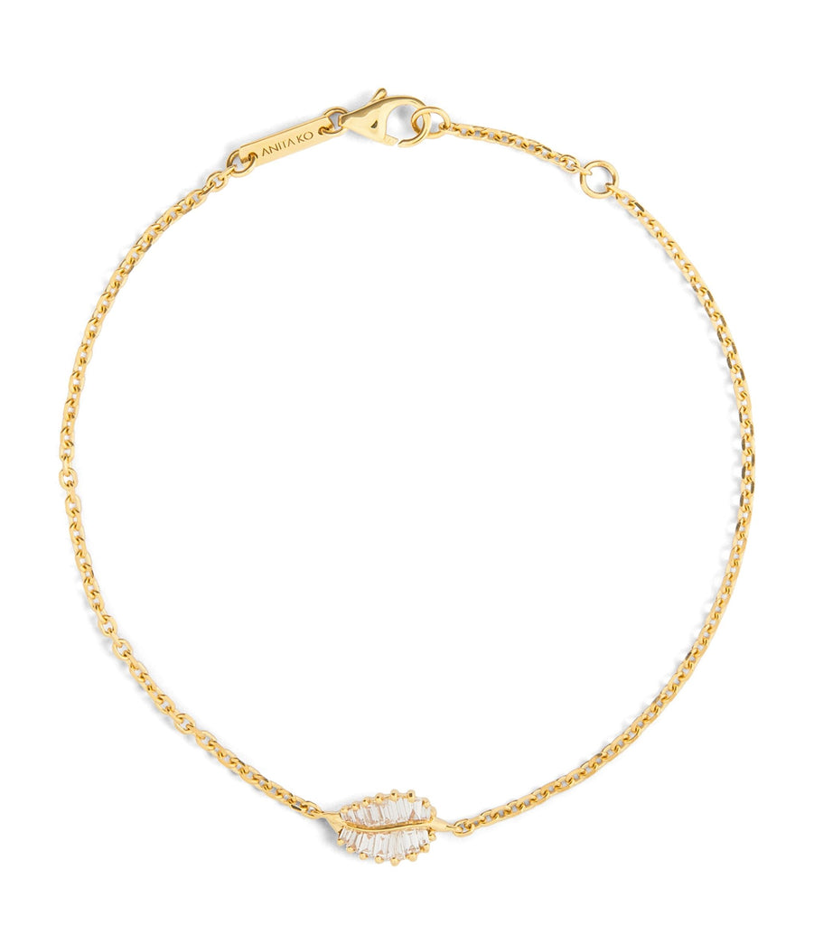 Yellow Gold and Diamond Leaf Bracelet