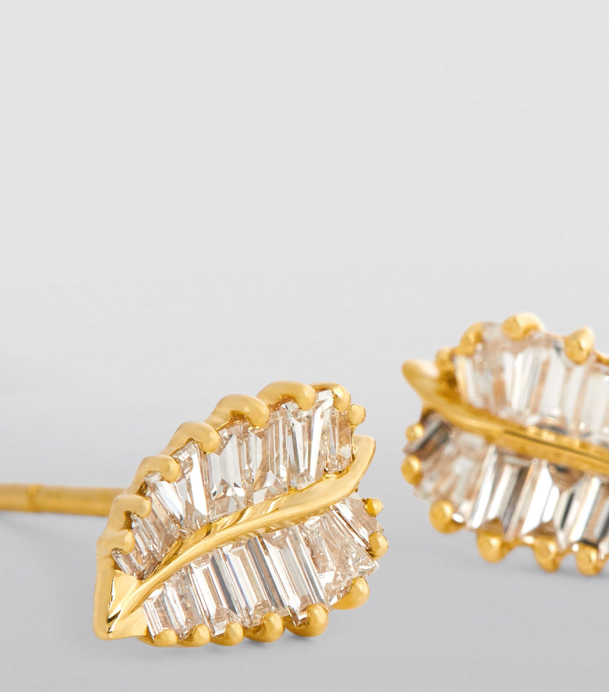 Yellow Gold and Diamond Palm Leaf Stud Earrings GOODS Harrods   