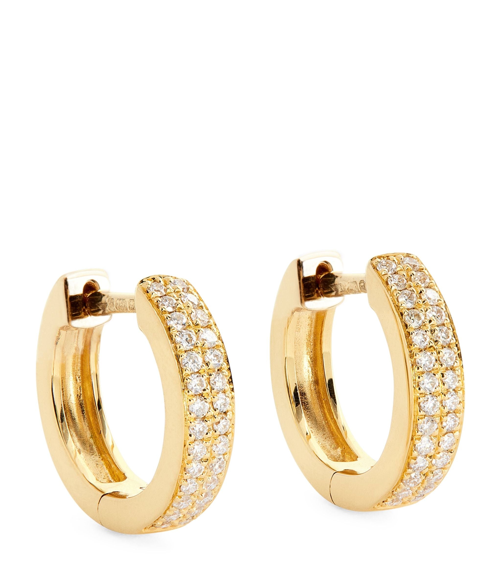 Yellow Gold and Diamond Two-Row Huggie Earrings GOODS Harrods   