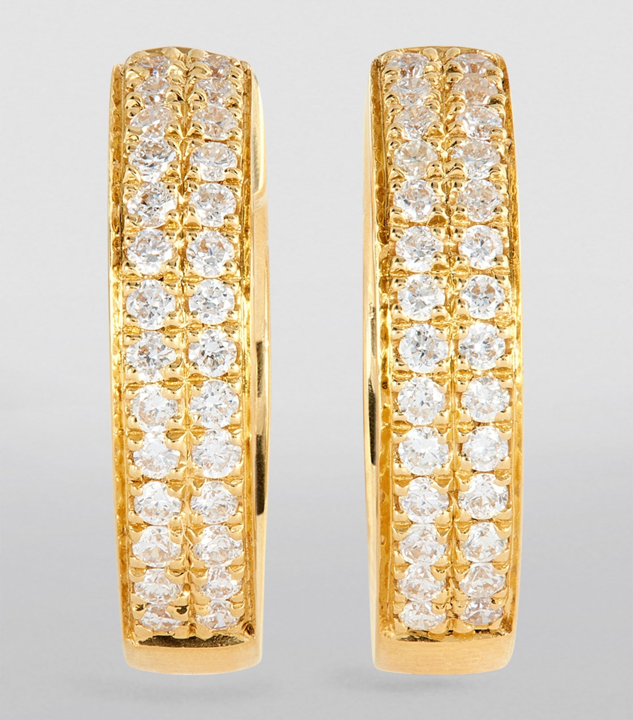 Yellow Gold and Diamond Two-Row Huggie Earrings GOODS Harrods   