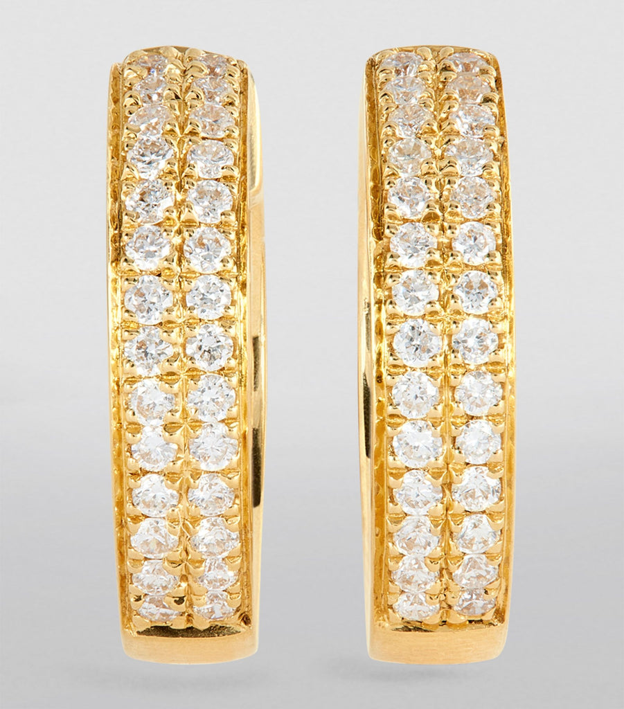 Yellow Gold and Diamond Two-Row Huggie Earrings