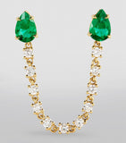 Yellow Gold, Emerald and Diamond Double Pear Single Earring GOODS Harrods   