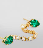 Yellow Gold, Emerald and Diamond Double Pear Single Earring GOODS Harrods   