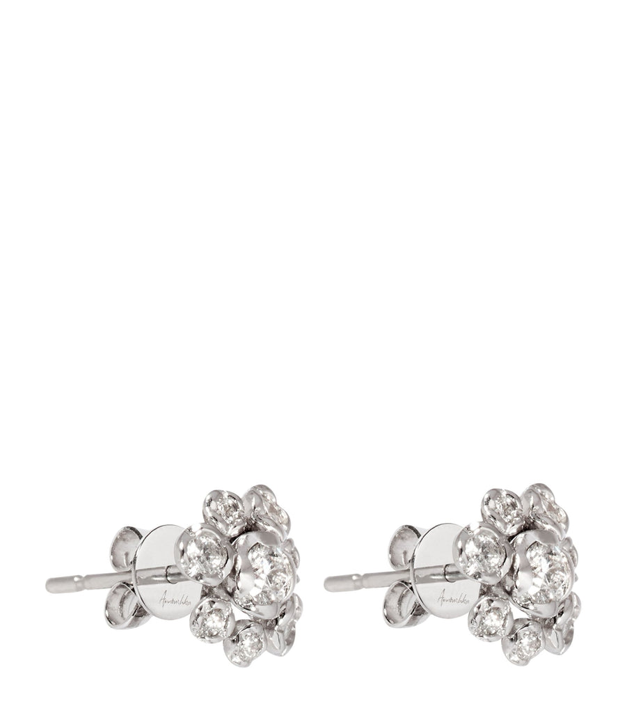 Large White Gold and Diamond Marguerite Stud Earrings