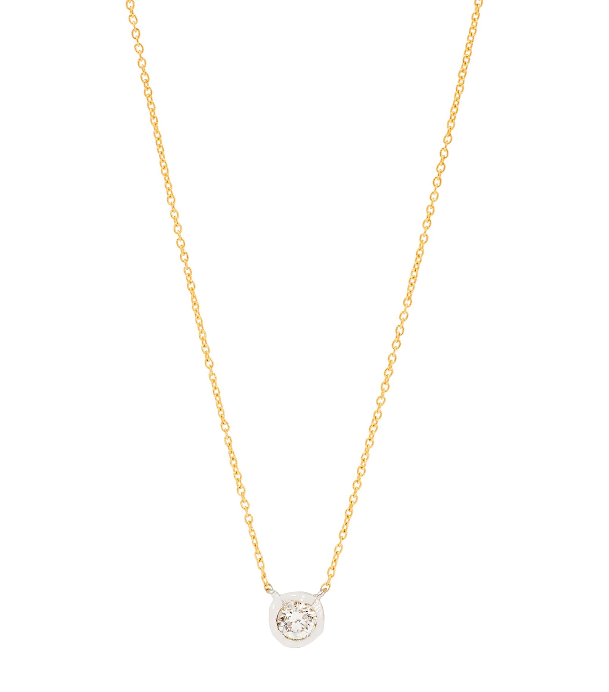 Mixed Gold and Diamond Solitaire Necklace GOODS Harrods   