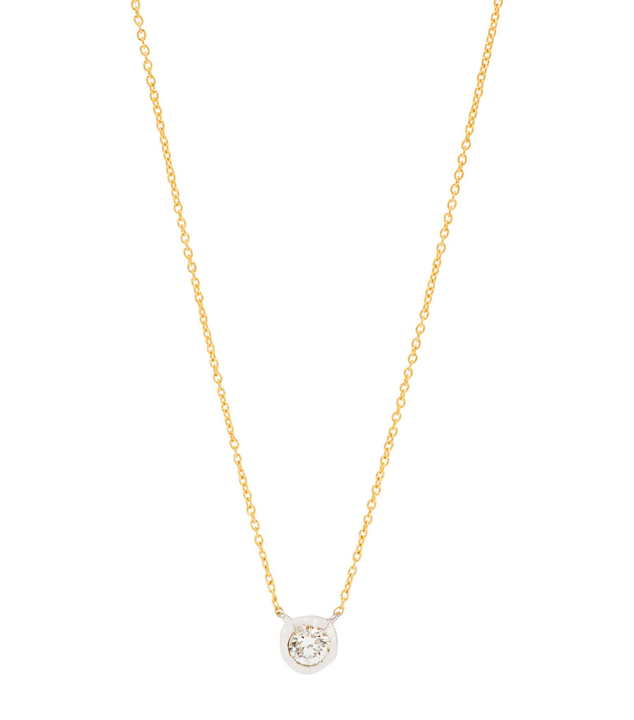 Mixed Gold and Diamond Solitaire Necklace