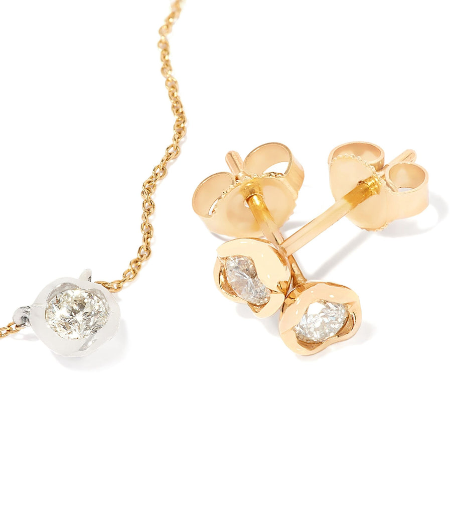 Mixed Gold and Diamond Solitaire Necklace