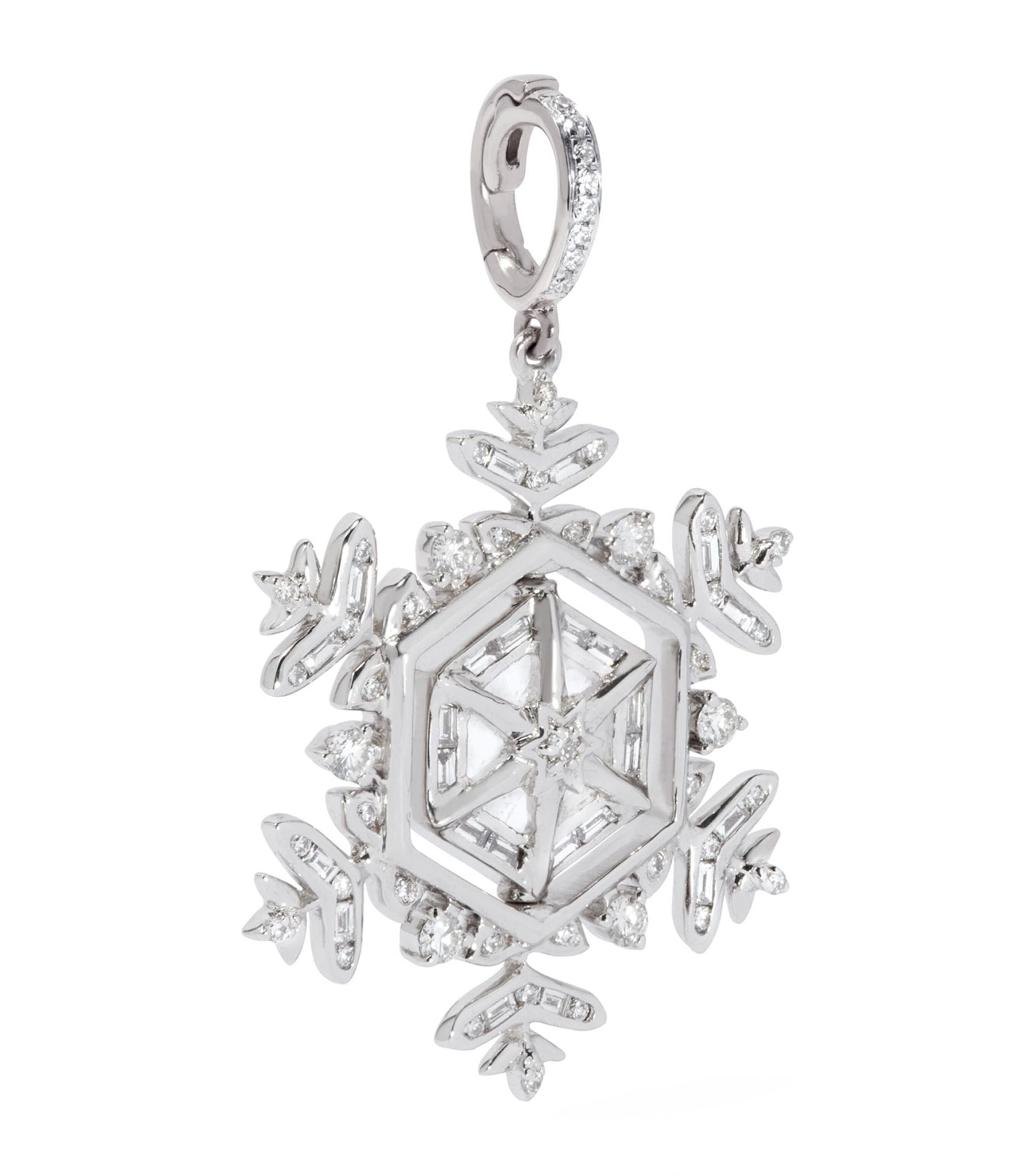 White Gold Spinning Snowflake Amulet GOODS Harrods   