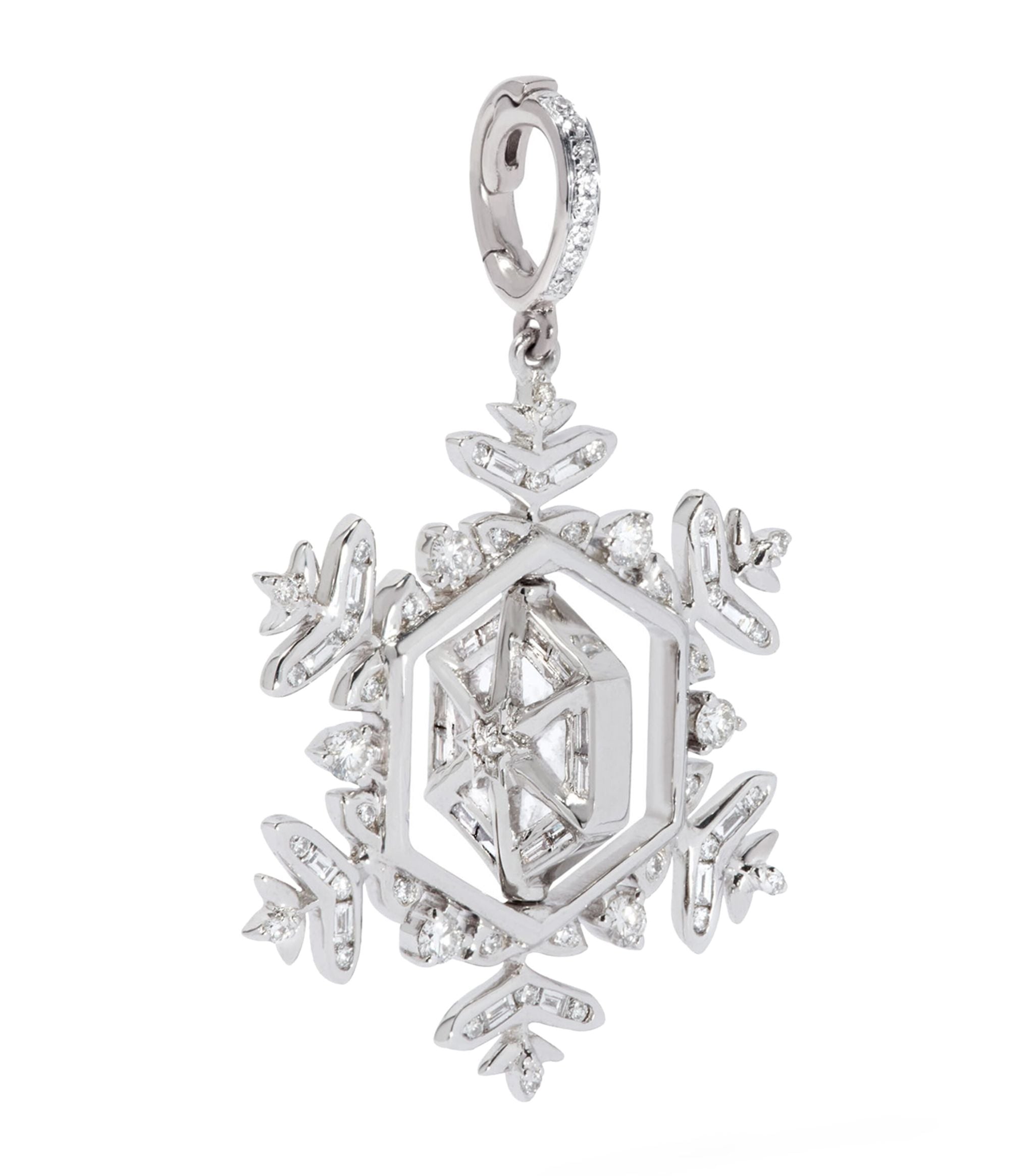 White Gold Spinning Snowflake Amulet GOODS Harrods   