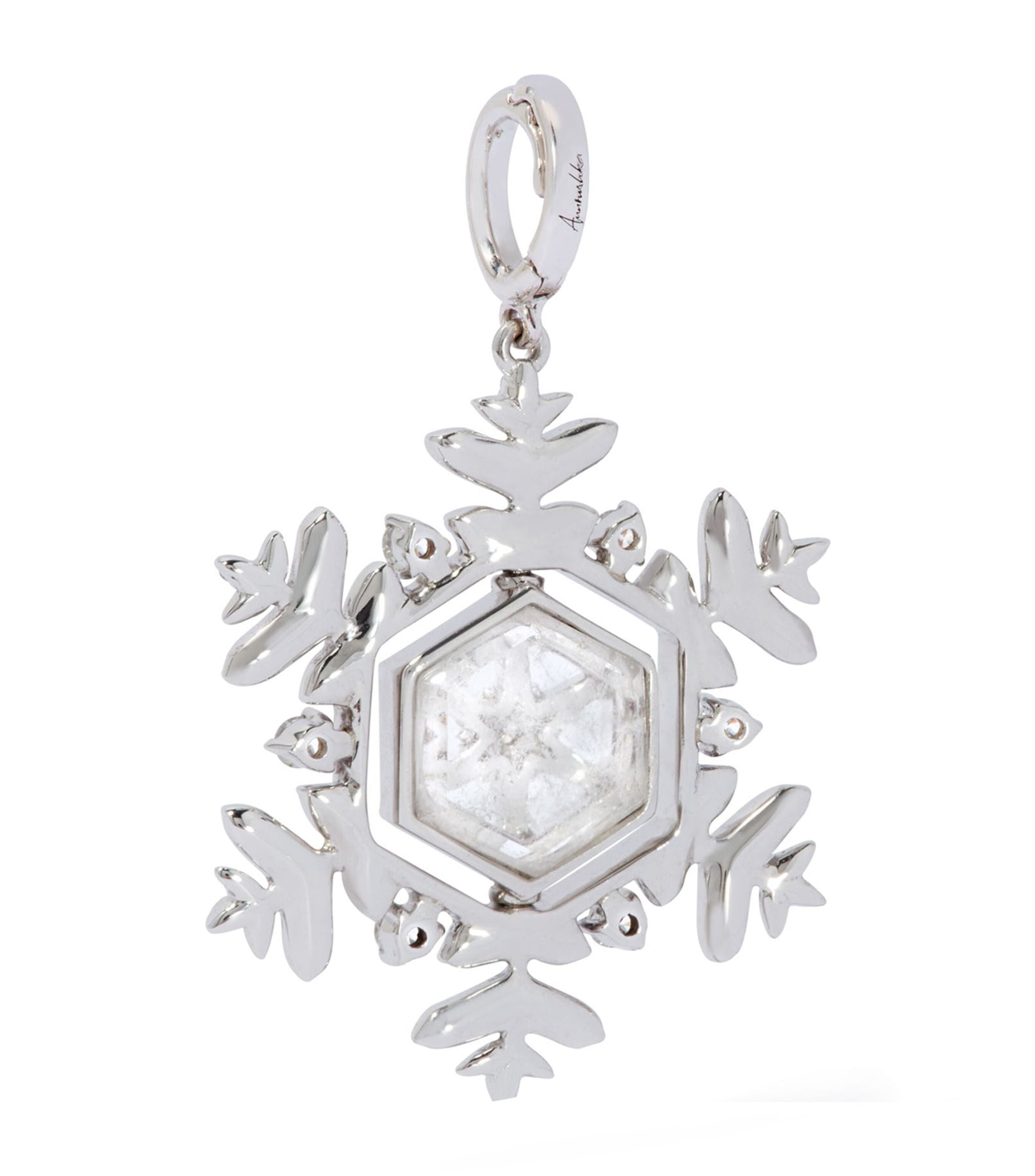 White Gold Spinning Snowflake Amulet GOODS Harrods   