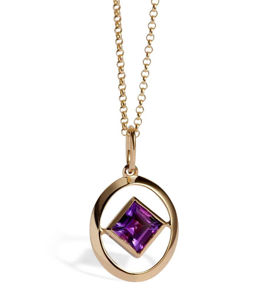 Yellow Gold and Amethyst Birthstone Necklace