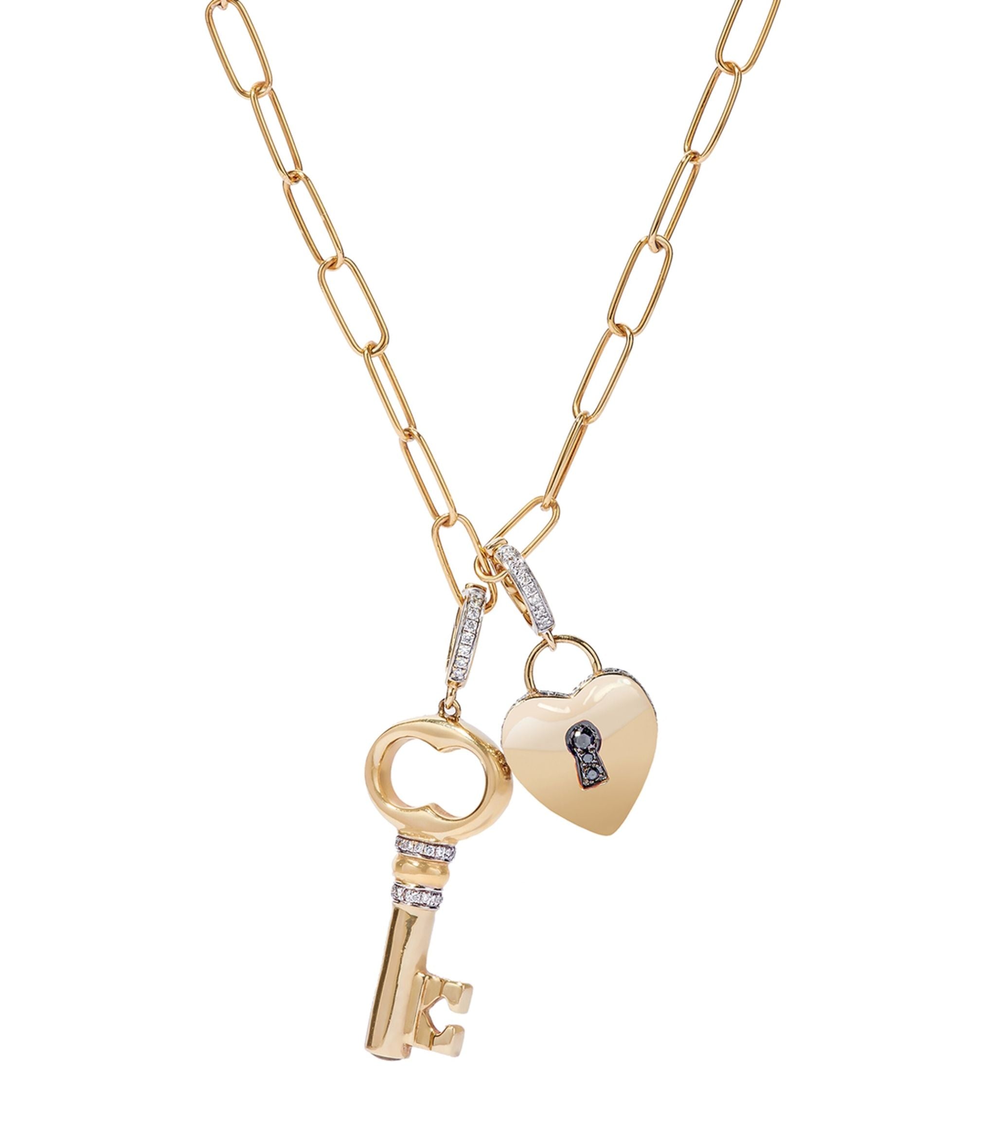 Yellow Gold and Diamond Heart Charm GOODS Harrods   