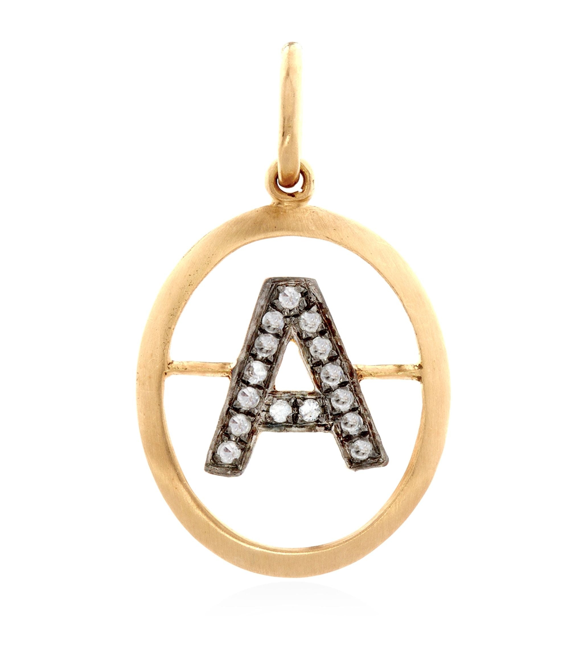 Yellow Gold and Diamond Initial A Pendant GOODS Harrods   