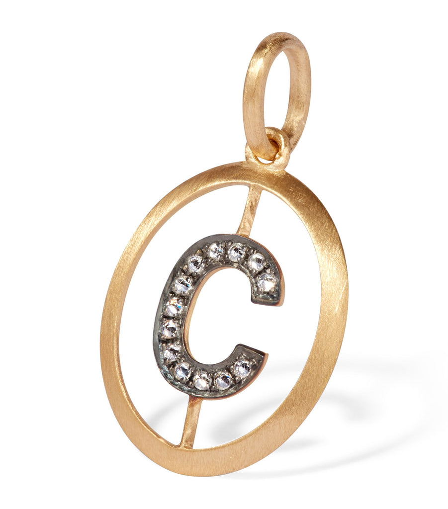 Yellow Gold and Diamond Initial C Pendant