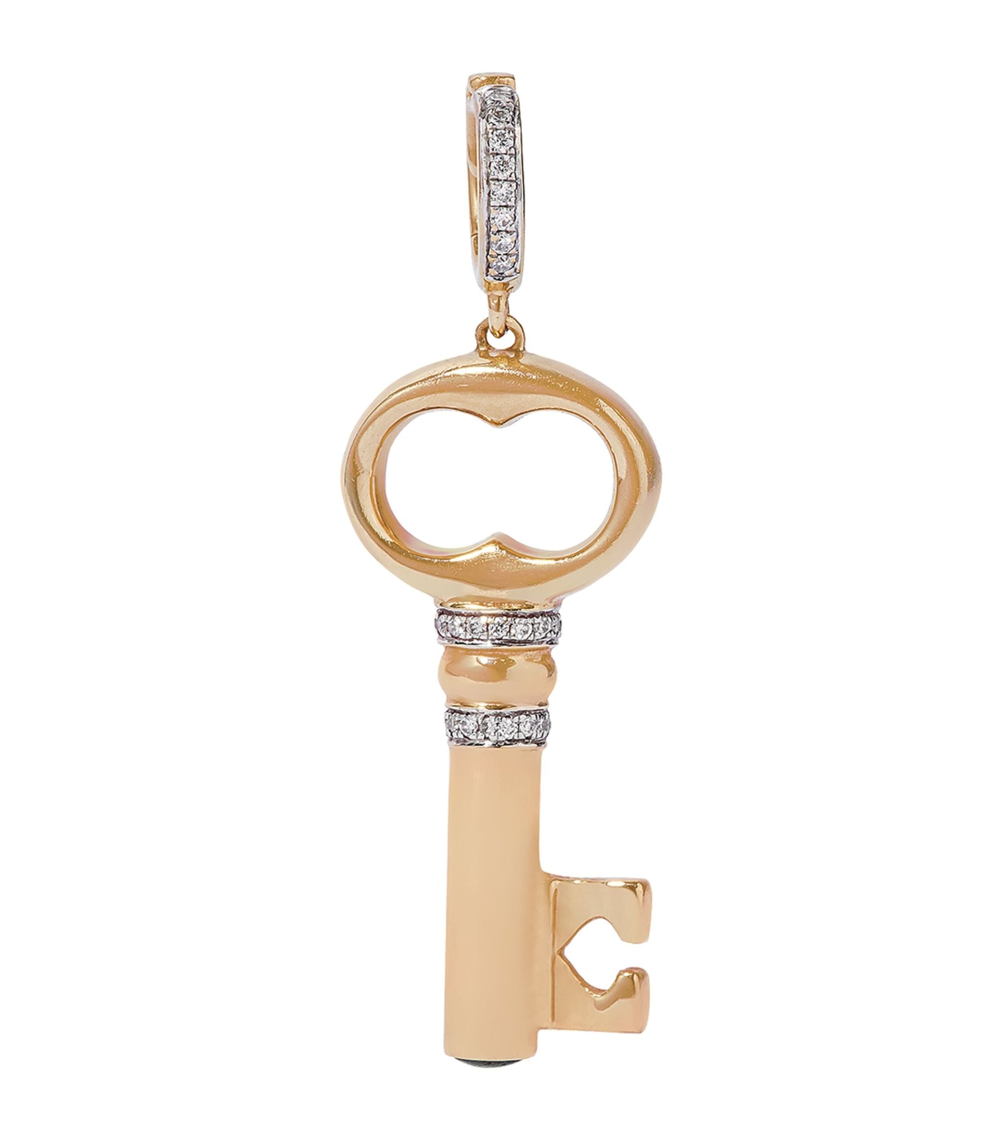 Yellow Gold and Diamond Key Charm GOODS Harrods   