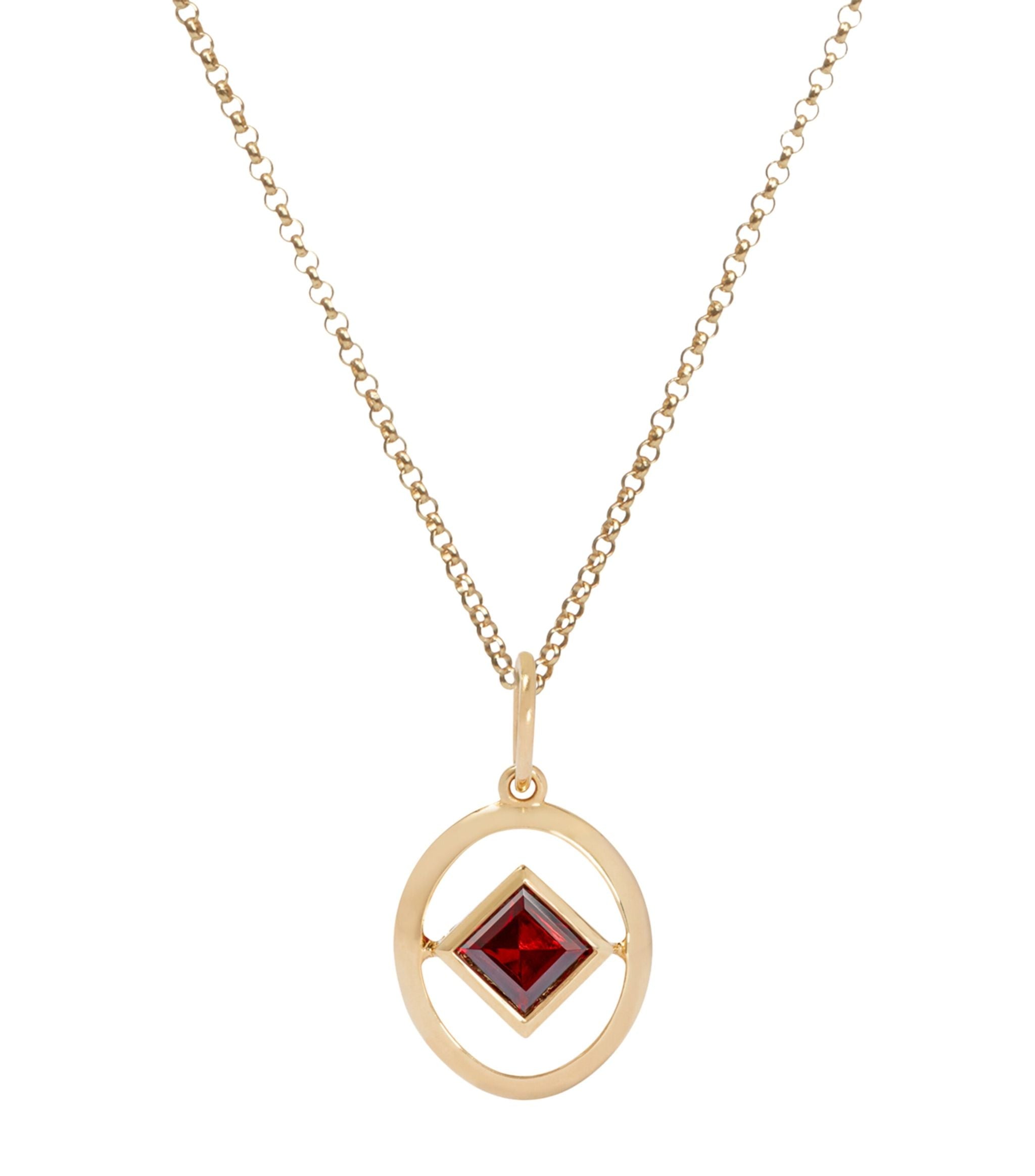 Yellow Gold and Garnet Birthstone Necklace GOODS Harrods   