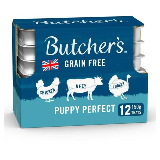 Butcher's Puppy Perfect Wet Dog Food Trays 12x150g Dog food cans trays & pouches Sainsburys   