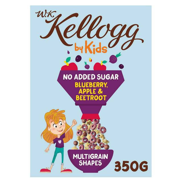 W.K Kellogg by Kids No Added Sugar Blueberry, Apple & Beetroot Multigrain Shapes Cereal 350g