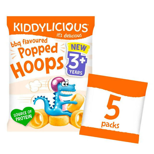 Kiddylicious Popped Hoops, BBQ Flavour, Kids Snack, 3+ Years, Multipack, 5x10g 3 years + Sainsburys   