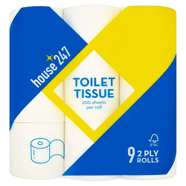 House 247 Toilet Tissue 2 Ply 9 Rolls