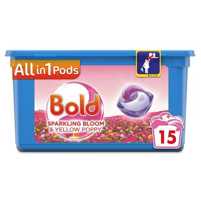 Bold All-in-1 Pods Sparkling Bloom and Yellow Poppy Washing Liquid Capsules (15 Washes) - McGrocer