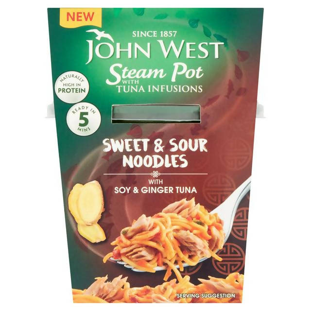 John West Steam Pot Sweet & Sour Noodles with Soy & Ginger Tuna 140g - McGrocer
